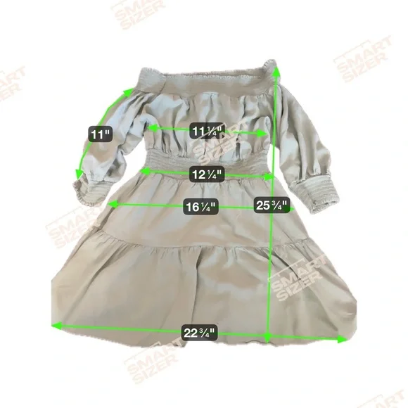 *SOLD* Gianni Bini Charming Off-Shoulder Dress in Light Green Cream - Picture 6 of 6